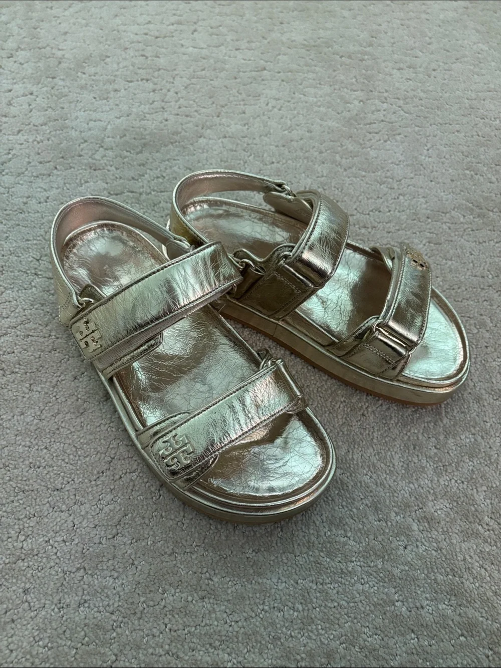 Tory Burch Metallic Gold Kira Sport Sandals